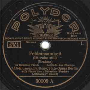 H. Schlusnus, State Opera Berlin With Piano Ace. Sebastian Peschko - Feldei ...