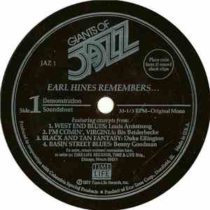 Earl Hines - Giants Of Jazz - Earl Hines Remembers...
