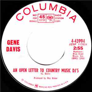 Gene Davis  - An Open Letter To Country Music DJ's / Hobo Boy