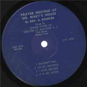 Rev. G. Booker Songs By Senior Choir Of Greater St. Matthew B. C. - Prayer  ...